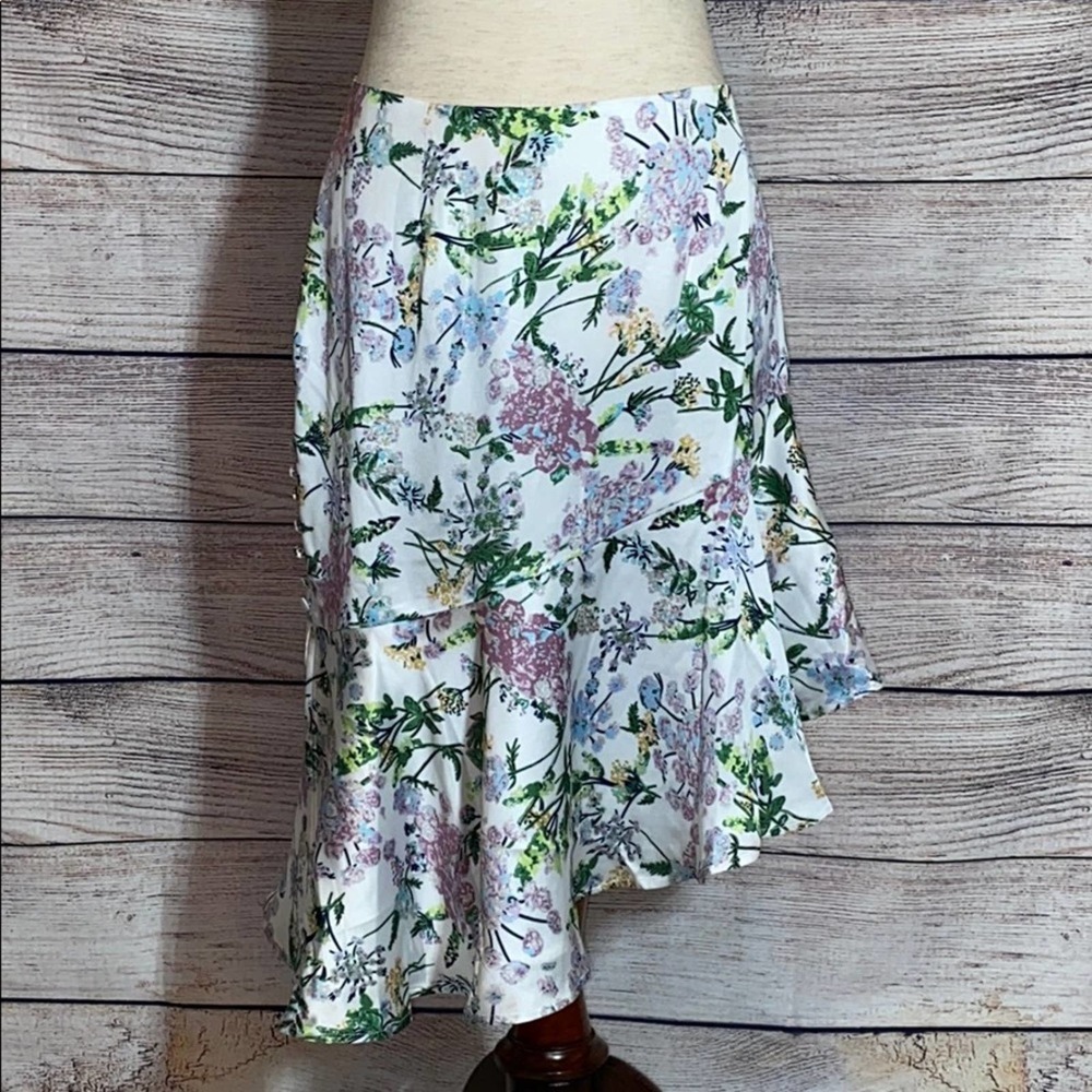 FOXIEDOX WOMEN'S ASYMMETRICAL FLORAL SKIRT SIZE SMALL